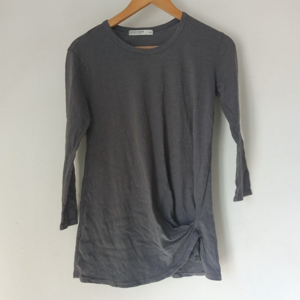 Stateside XS Grey Twist Front Tee